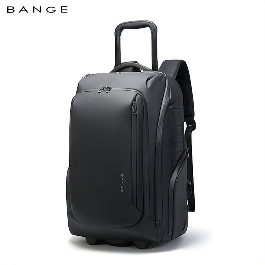 BANGE black waterproof wheeled travel backpack with telescopic handle and TSA lock