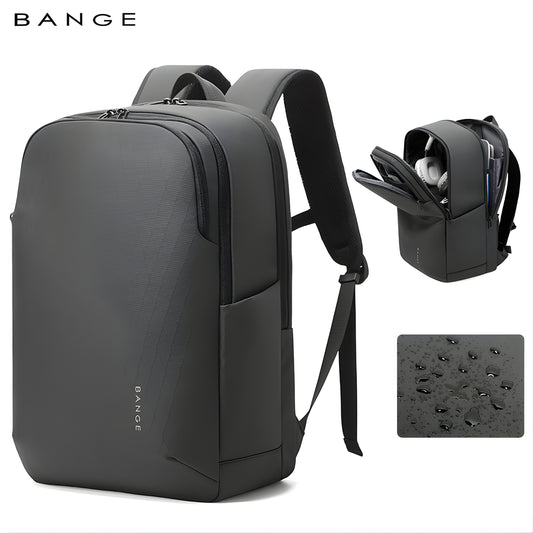 BANGE black slim waterproof laptop backpack with anti-scratch exterior and padded shoulder straps