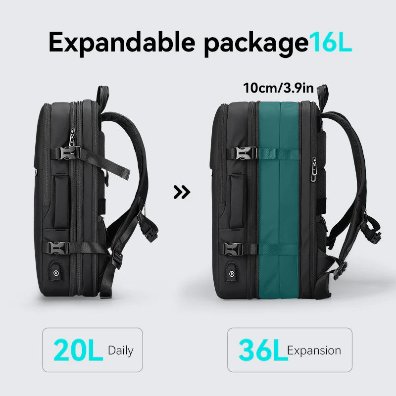 Mark Ryden Multi-Layer Expandable Travel Backpack - 8057 — size reference
