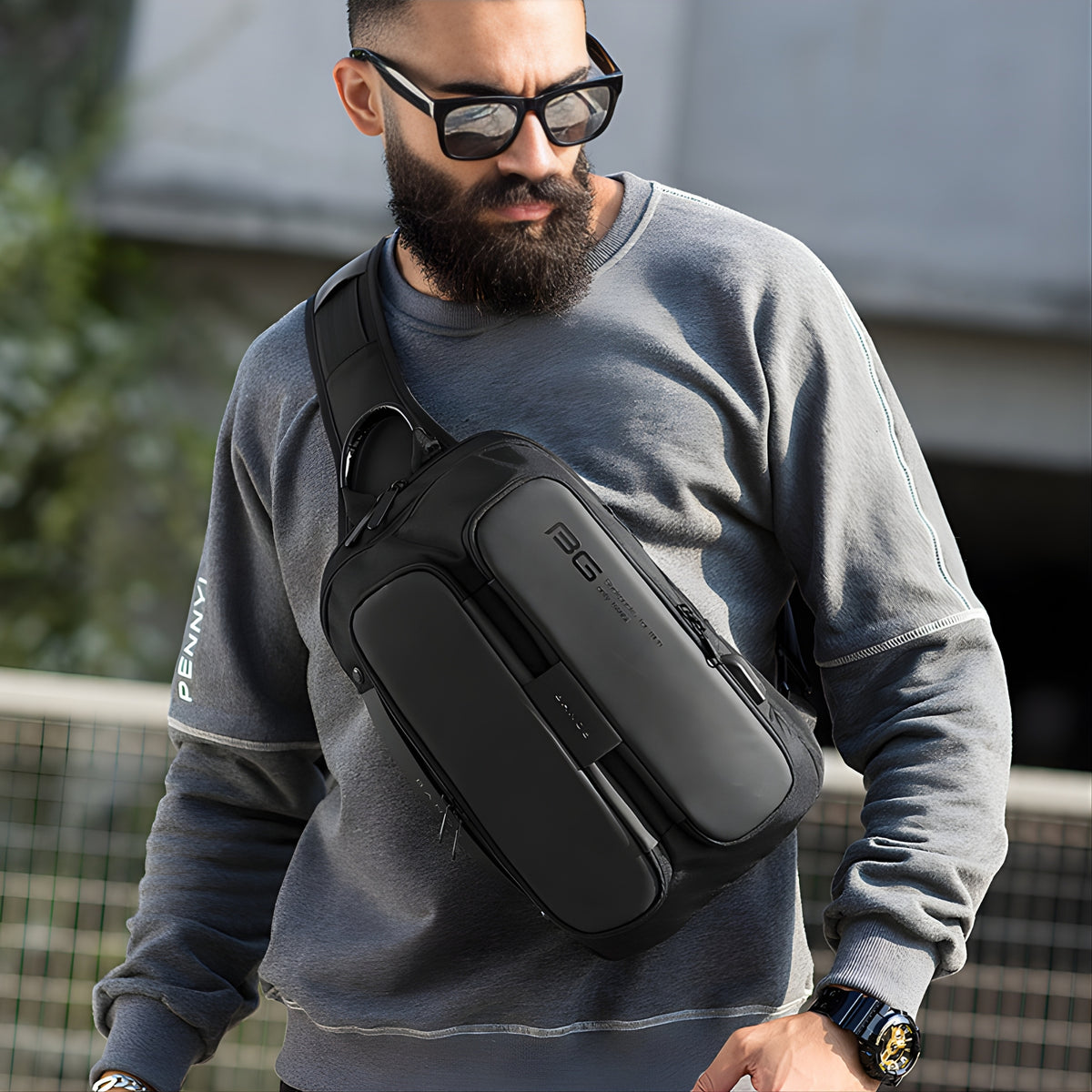 BANGE 7079 Waterproof Anti-Theft Sling Bag — interior compartment