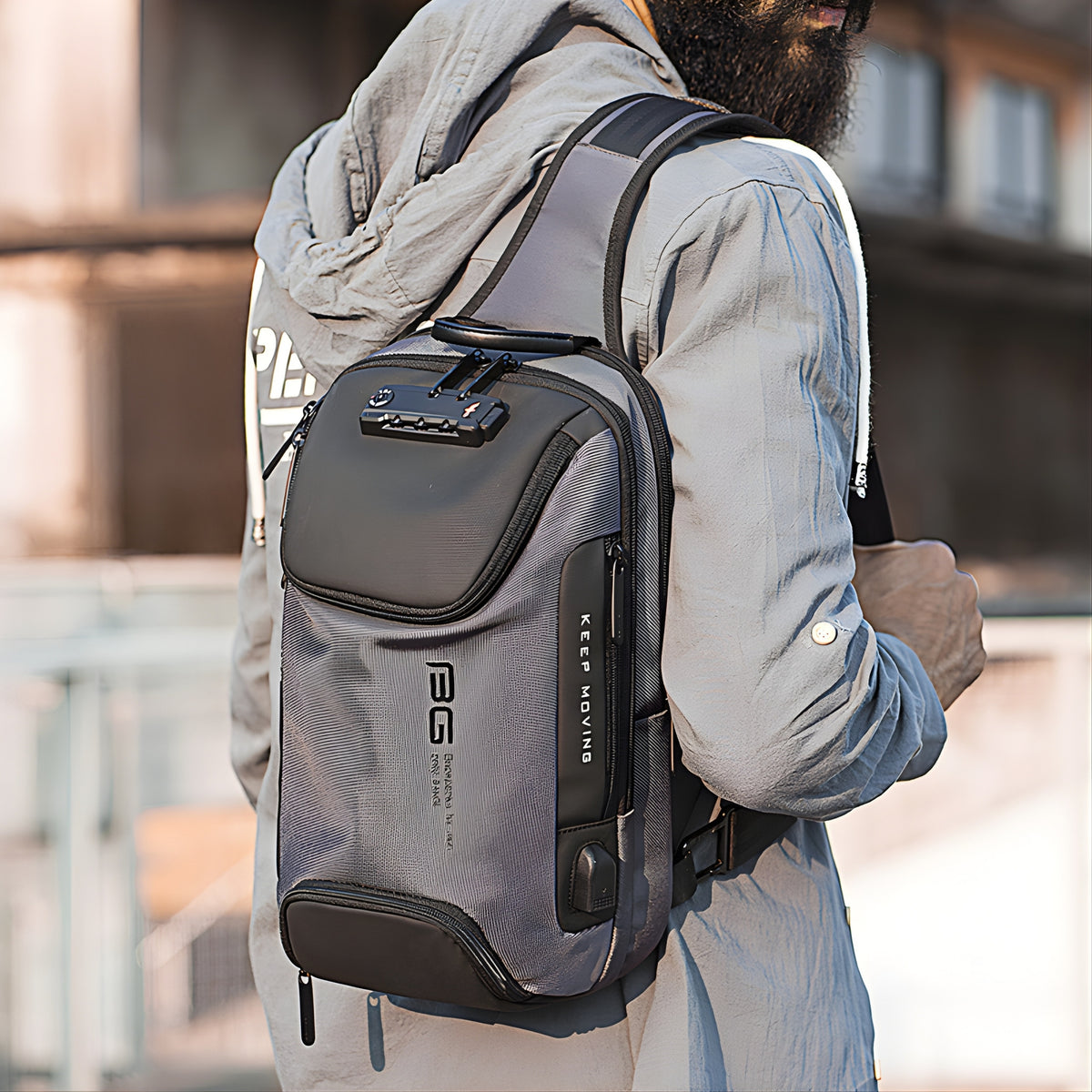 BANGE 7082 Waterproof Anti-Cut Sling Bag — packed view