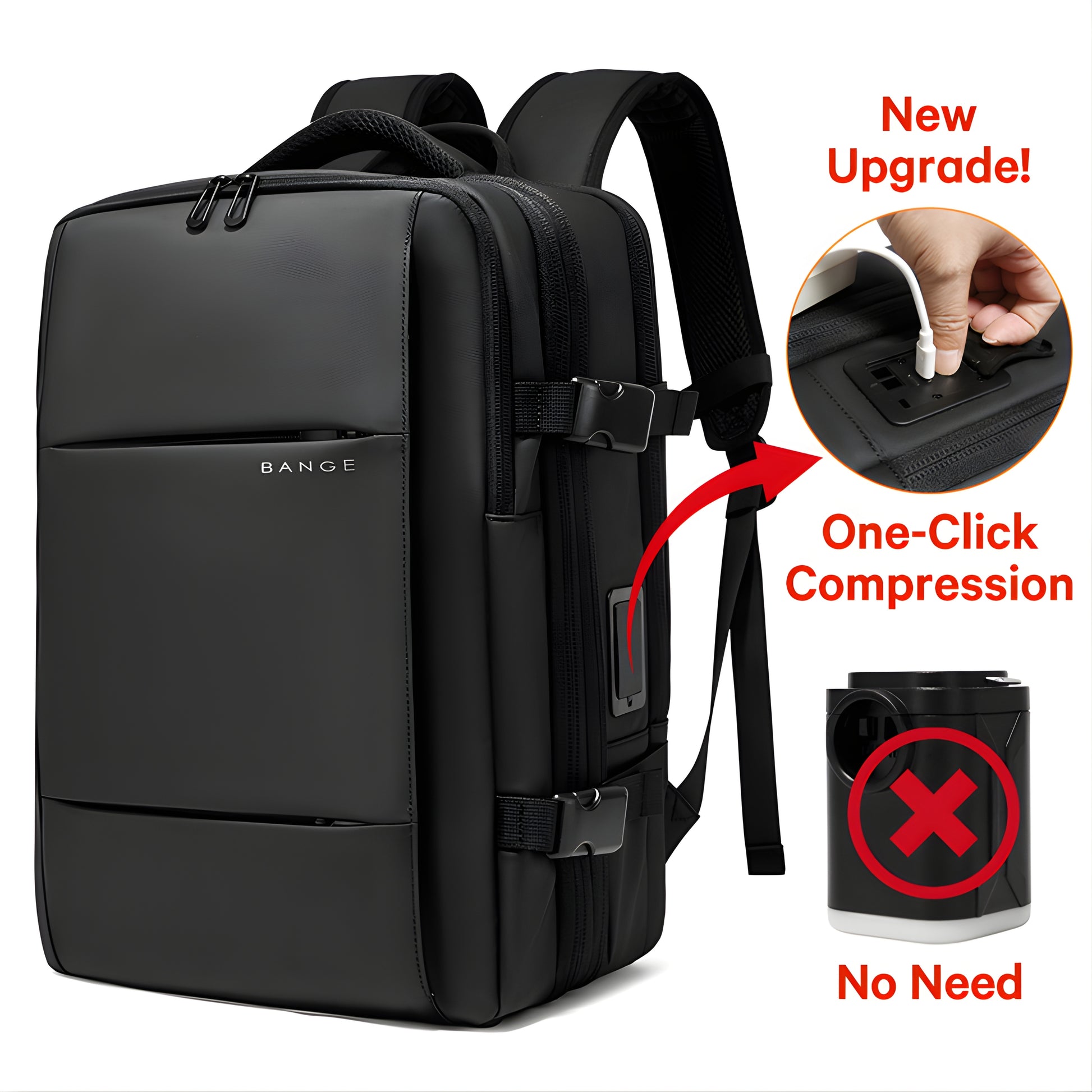 Caren: Expandable Multi-Layered Backpack with Air Compression System — open view
