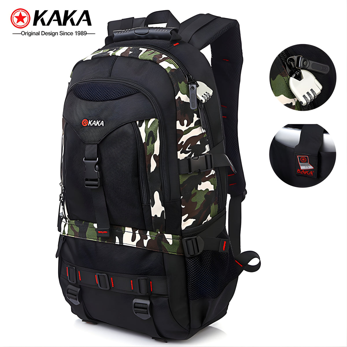 KAKA 2020 Waterproof Anti-Theft Travel Backpack — front view
