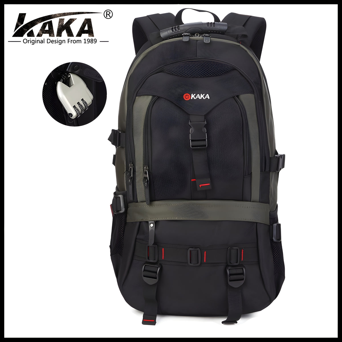 KAKA 2020 Waterproof Anti-Theft Travel Backpack — back panel