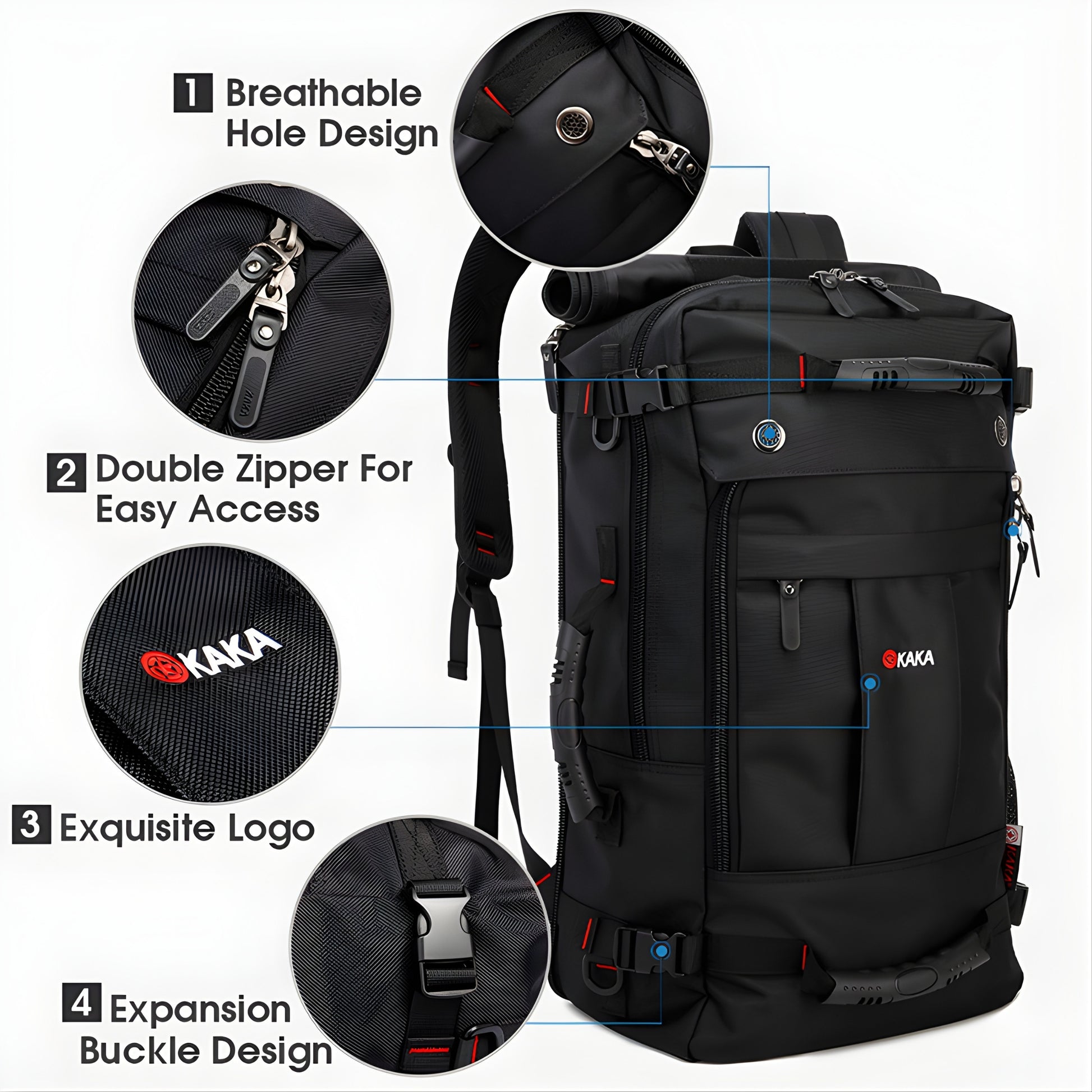 KAKA 2050 Waterproof Hiking Backpack — feature detail