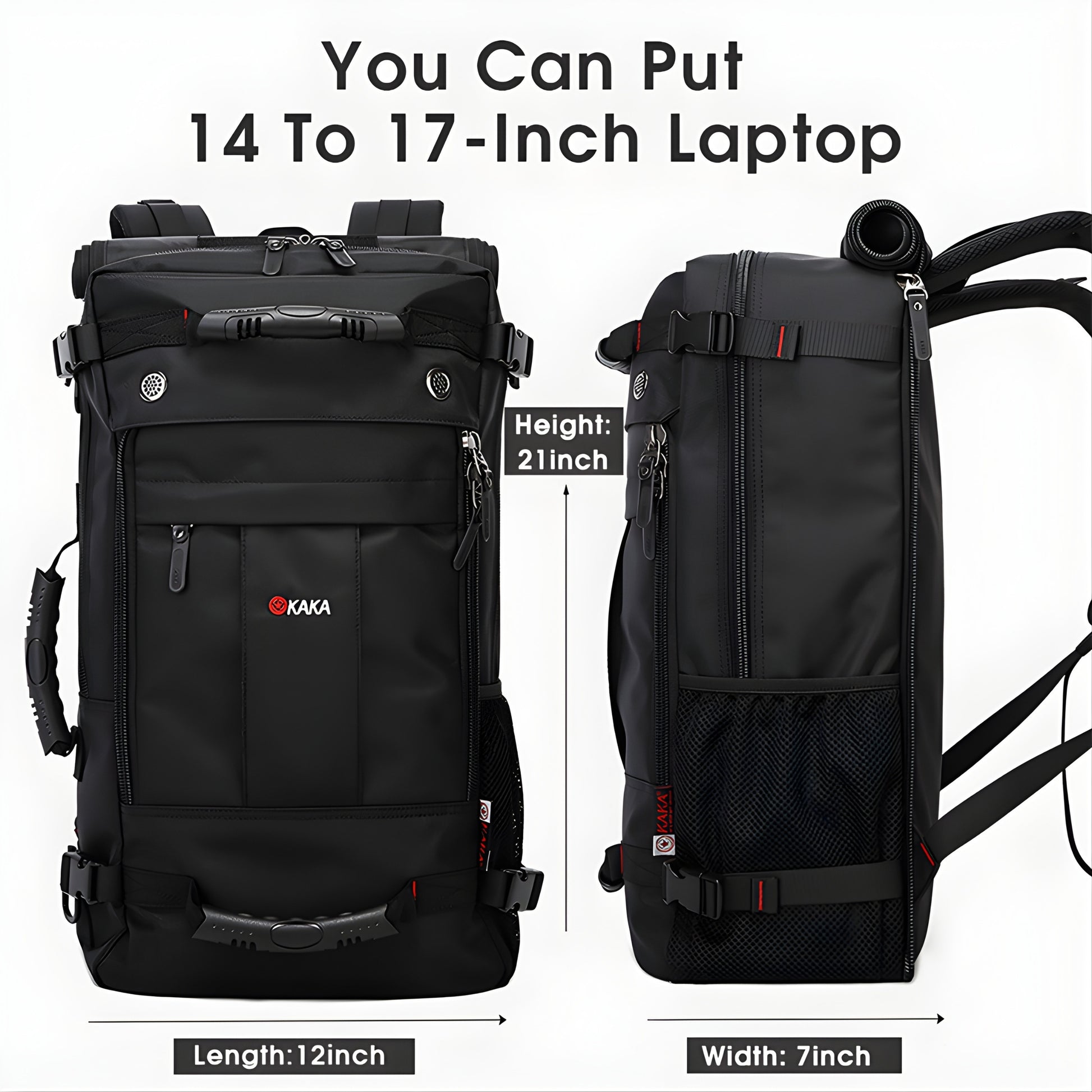 KAKA 2050 Waterproof Hiking Backpack — packed view