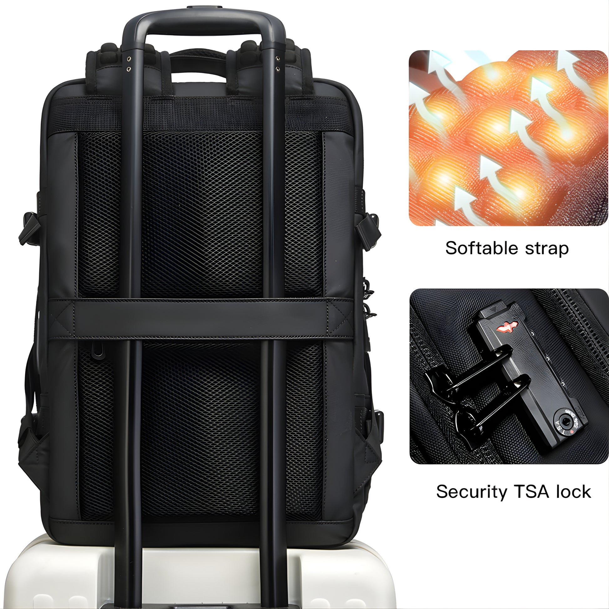 Caren: Expandable Multi-Layered Backpack with Air Compression System — top view