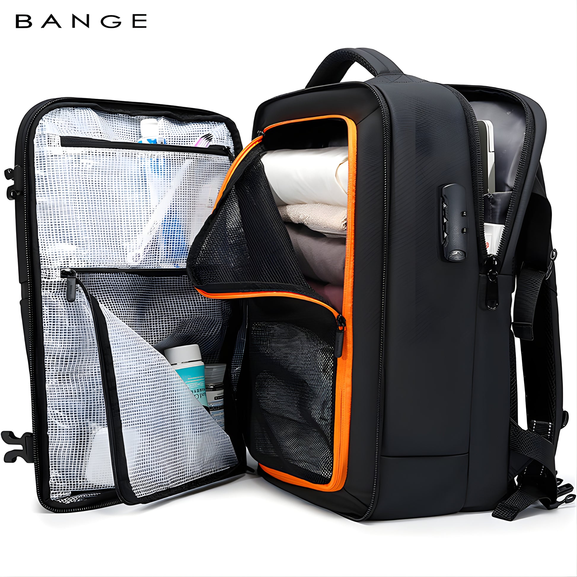 Fare: 30L Waterproof Anti-Theft Backpack with Bottle Holder — back panel