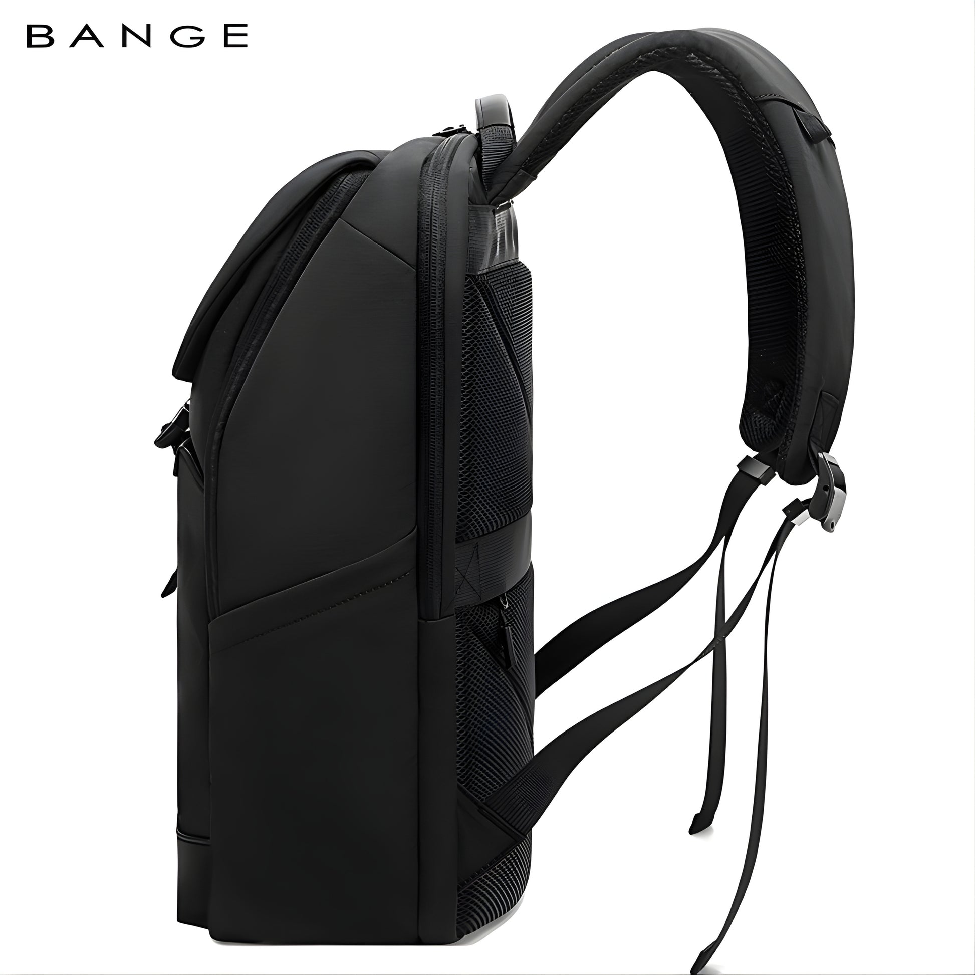 Tanini: Waterproof Lightweight Laptop Backpack with Bottle Holder — back panel
