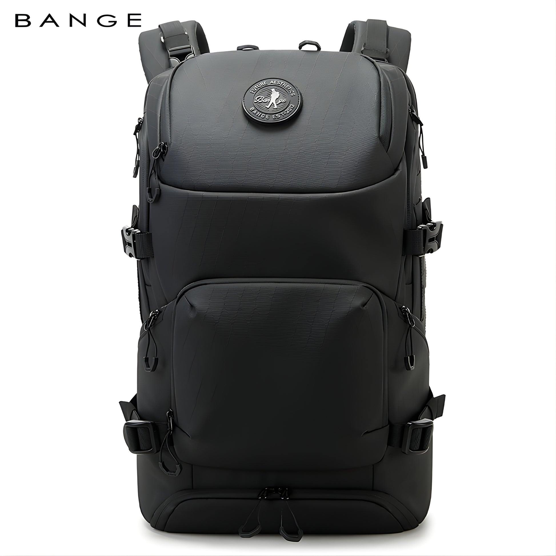 BANGE black waterproof outdoor hiking backpack with large capacity and padded shoulder straps