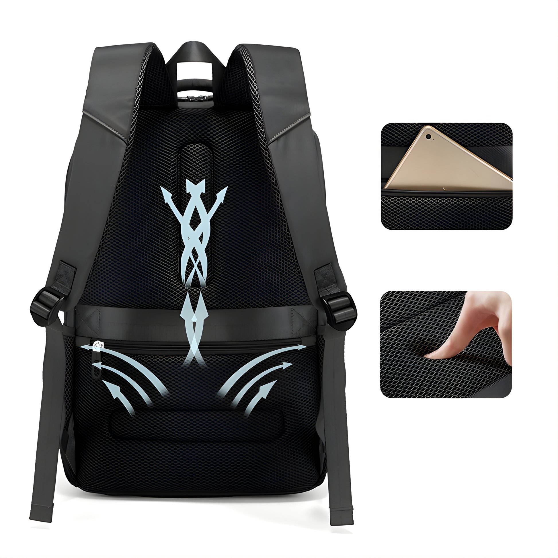 Waco: Multi-Layer Storage Lightweight Laptop Backpack with Side Bottle Pocket — interior compartment