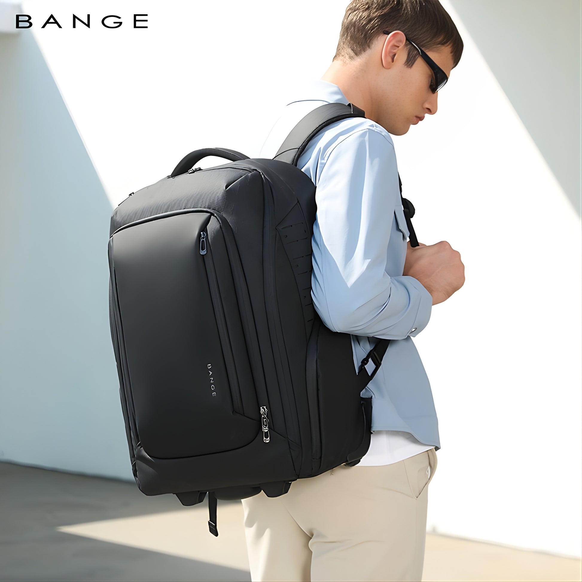 Belen: 50L Waterproof Business Travel Backpack with 17″ Laptop Compartment & Shoes Pocket — lifestyle shot