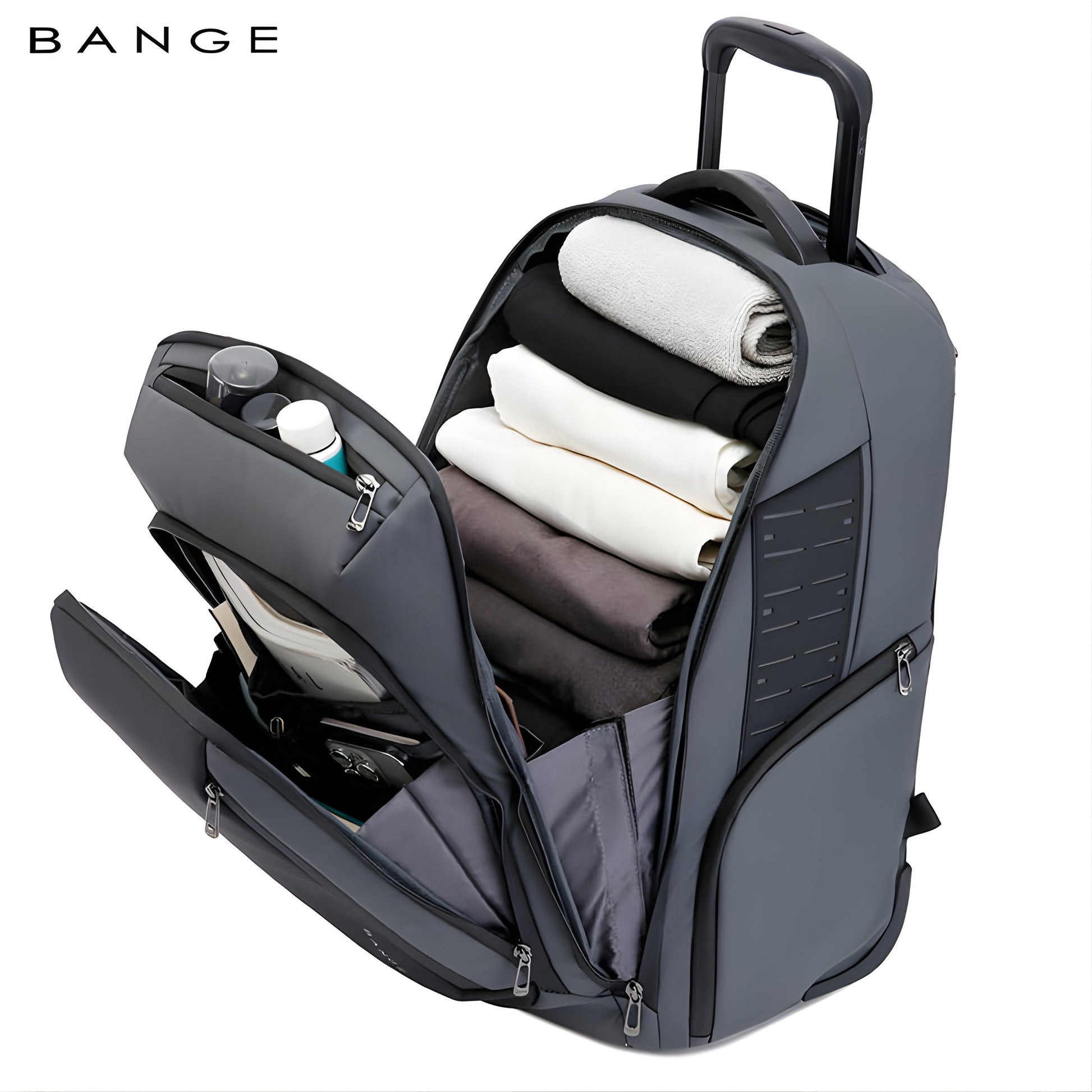 Belen: 50L Waterproof Business Travel Backpack with 17″ Laptop Compartment & Shoes Pocket — packed view