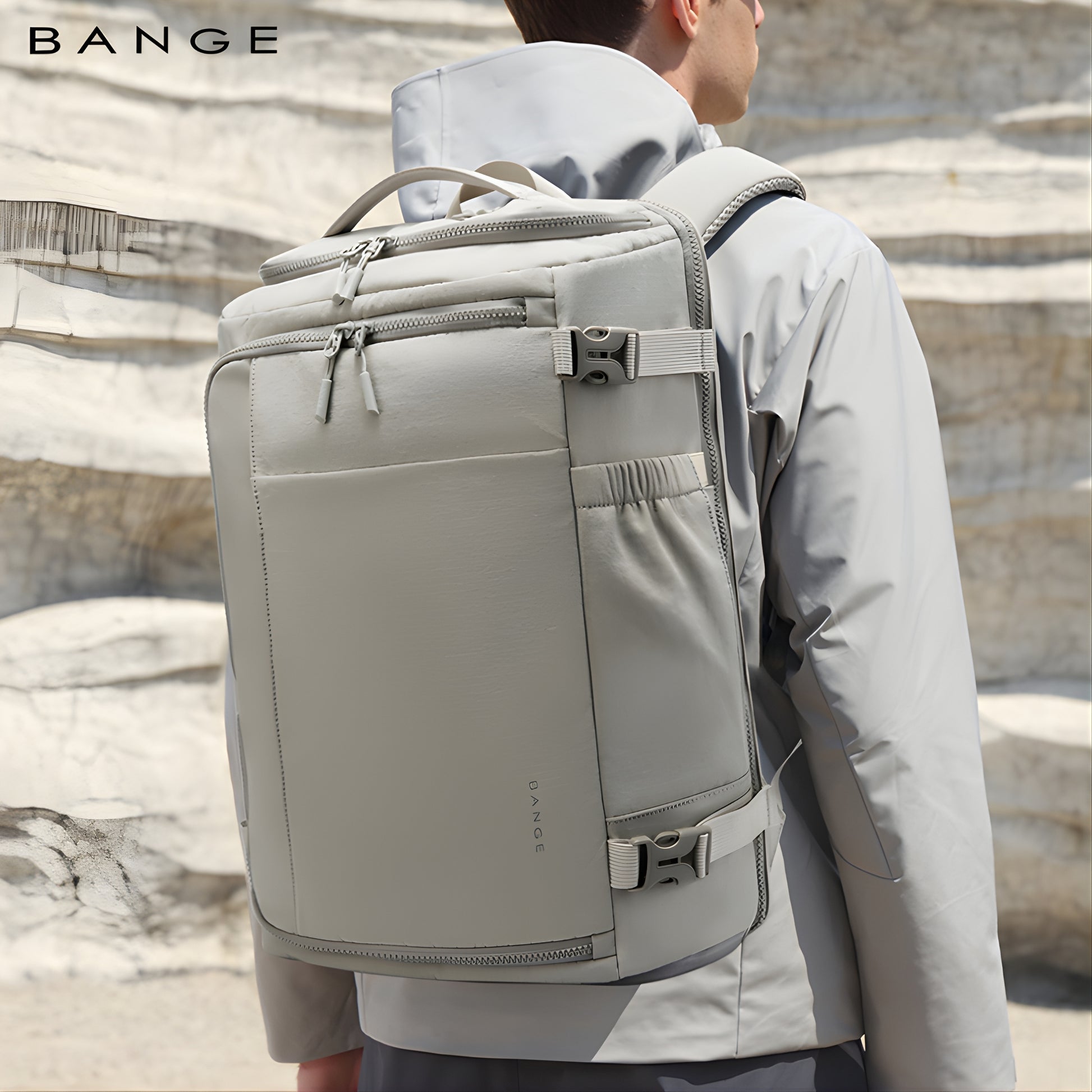 Otis: 24L Waterproof 15'6 Laptop Backpack with Shoe Compartment — in use