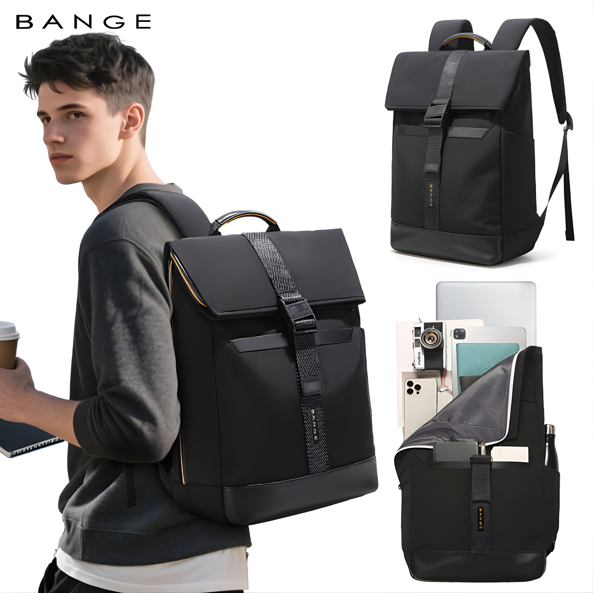 Rollo: 20L Lightweight Roll-Top Backpack with YKK Zipper — back panel