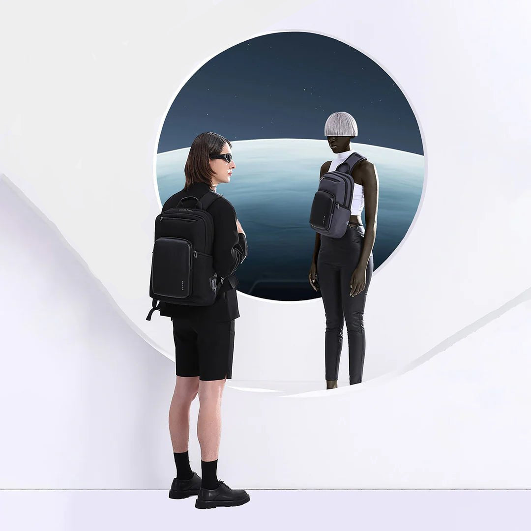 Cyvox BANGE BG‑7718 lifestyle view, lightweight and durable gray sling bag, hands-free and stylish for urban adventures or travel