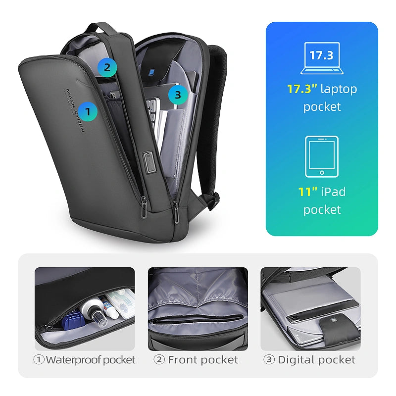 MARK RYDEN MR9008 Casual Lightweight Business Travel Backpack — color option