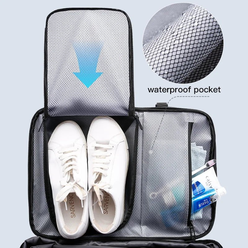 Caren Black backpack internal waterproof shoe compartment details  – BGA-3028