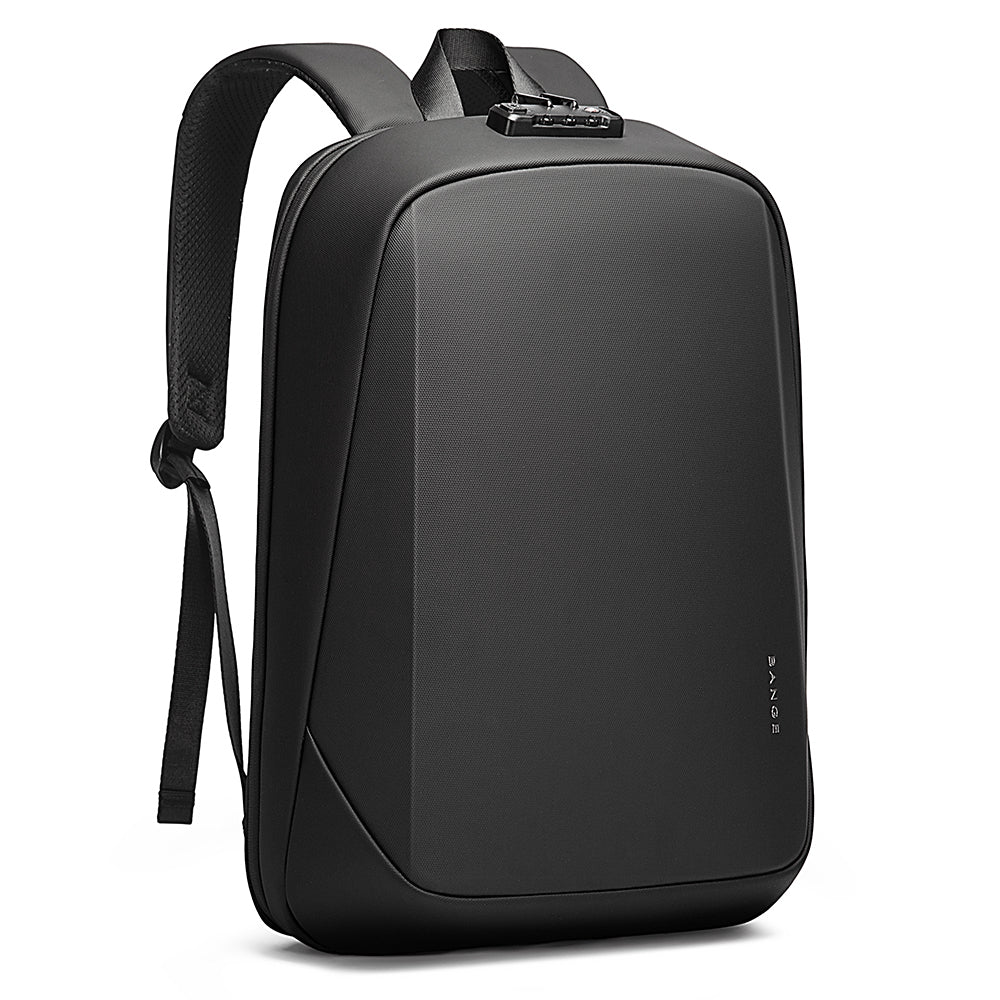 BANGE 7251 Torin black anti-theft backpack with top lock on a white background