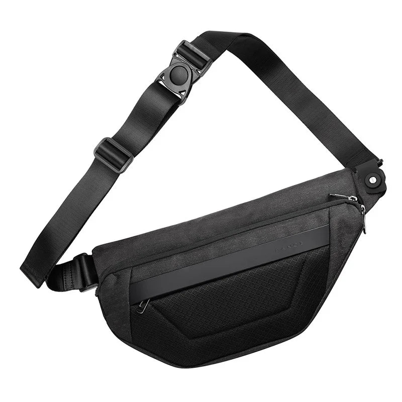 Rear view of Bange Zynox BG-7502 chest bag showing adjustable strap and breathable mesh back panel